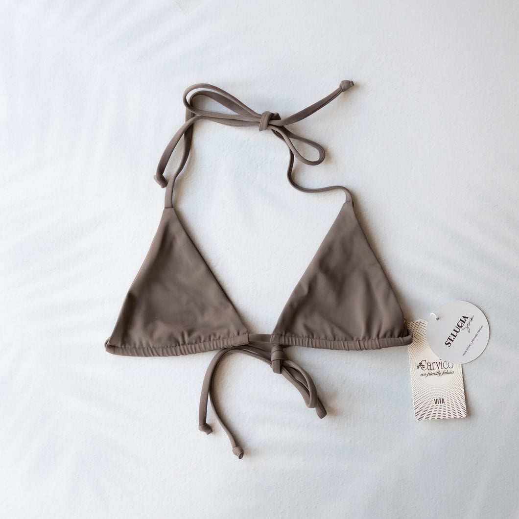 POSITANO Triangle Halter Bikini Top in Taupe